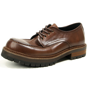 Chaussures rétro en cuir de cheval à bout rond, marron, talon bas, antidérapantes, style décontracté pour le travail, chaussures de marche pour hommes, taille 38-44 - Product Image 1