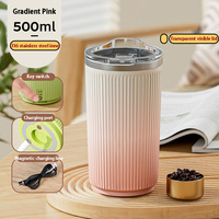Tasse à café automatique portable en acier inoxydable Offre Spéciale, rechargeable avec couvercle transparent