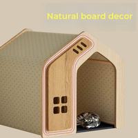 Villa pour animaux de compagnie de luxe en bois écologique avec fermeture à boutons floraux modernes, structure en panneaux de fibres à densité moyenne pour salon