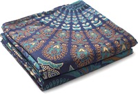 Panneaux de rideaux Mandala Bohème Indien à motif Paon, Rideaux Hippie Imprimés Bleu Turquoise pour Fenêtre et Décoration Intérieure