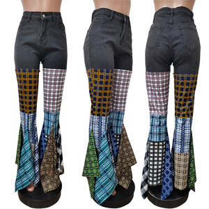 Jeans en denim évasé à taille moyenne bleu délavé pour femmes, pantalon décontracté extensible pour femmes, design de pantalon en <span class=keywords><strong>jean</strong></span> <span class=keywords><strong>bootcut</strong></span>, Y2K - Product Image 4