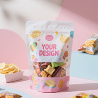 Sachet Doypack Personnalisable pour Bonbons Gélifiés à la Fraise avec Fenêtre et Fermeture Zip Refermable pour Emballage Alimentaire de Pralines