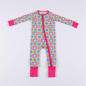 長袖ユニセックスジッピーパジャマカバー手と足ロンパー竹生地カスタム - Product Image 2