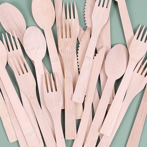 Juego de Cubiertos de Bambú de 17 cm, Cuchillo, Tenedor y Cuchara, Color Madera Natural, Biodegradable, Desechable para Fiestas, Estilo Occidental - Product Image 4