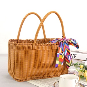 핫 세일 플라스틱 라탄 손잡이 달린 보관 바구니 쇼핑, 꽃, 채소 및 피크닉용 - Product Image 2