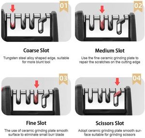 Aiguiseur de couteaux multifonctionnel à trois étapes, pierre à aiguiser domestique, outils d'affûtage rapide pour ciseaux et couteaux - Product Image 3