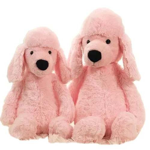 कारखाने की बिक्री 40 सेमी प्यारा प्लश यथार्थवादी गुलाबी पुडल कुत्ते से भरा हुआ जानवर नरम नींद थ्रो तकिया कुशन