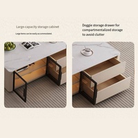 Ensemble table basse et meuble TV en bois massif et pierre, style minimaliste moderne, pour petit appartement, salon ou hôtel