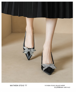 Tacchi alti con tacco a bocca chiara con fiocco di strass inciampante Bowbuka <span class=keywords><strong>Bao</strong></span> <span class=keywords><strong>Tou</strong></span> sandali vuoti - Product Image 5