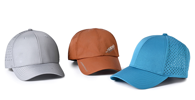 Summer 56cm Embroidery Baseball Caps OEM Leisure Laser Cut Hole Sport Hats