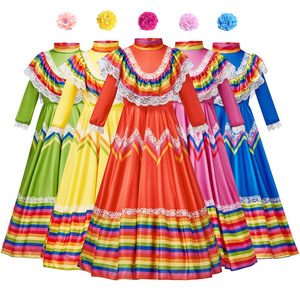 Disfraz <span class=keywords><strong>de</strong></span> <span class=keywords><strong>Flamenco</strong></span> Español para Niñas, Vestido <span class=keywords><strong>de</strong></span> Ballet Folclórico, Conjunto con Volantes <span class=keywords><strong>de</strong></span> Encaje, Arcoíris, <span class=keywords><strong>Ropa</strong></span> Tradicional para Baile, Cosplay y Fiestas - Product Image 6