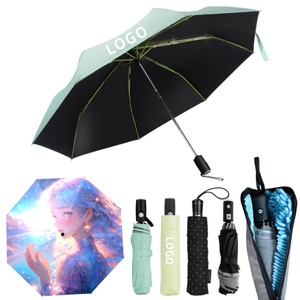 21/23/25/27 Wholesale Fully-automatic Iron <b>Frame</b> Glass Fiber Ribs Windproof Rainproof Umbrella UV 3 Folding Custom logo - Product Image 2