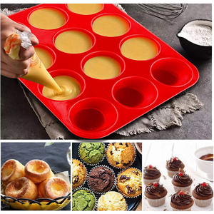 Molde de Silicona Antiadherente para Muffins o Cupcakes, con Capacidad para 12 Unidades, Gran Tamaño, Tarifa Reducida - Product Image 5
