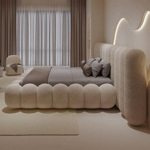 Элегантная дизайнерская деревянная кровать с мягкой обивкой, тканевая кровать размера «queen-size», современная кровать с местом для хранения, идеально подходит для квартиры - Product Image 3