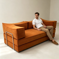 Ensemble de canapés modulaires modernes en chenille de haute qualité, compressés sous vide, deux-en-un, canapé sectionnel convertible pour salon