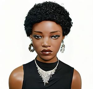 Parrucca Corta Afro Ricci in Capelli Umani, Taglio Pixie per Donne Nere, Stile Naturale - Product Image 1