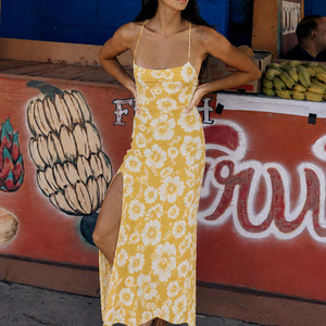 Nouvelle robe maxi de plage imprimée au design luxueux avec fentes latérales, robe de style hawaïen de haute qualité en rayonne douce 100% - Product Image 4