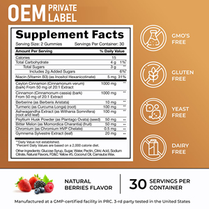 OEM tarçın Gummies kan desteği seylan tarçın ve tarçın kabuğu 2000MG harman takviyeleri Berberine zerdeçal Gummies - Product Image 2