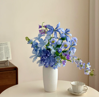 Buket Bunga Peony Biru Prancis untuk Ruang Tamu, Vas Rangkaian Bunga Seni Buatan Tangan, Dapat Dicuci, Ramah Lingkungan, Mewah, Kelas Atas