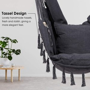 Woqi võng ghế treo sợi dây thừng đu, lớn macrame treo ghế với túi, bông - Product Image 3