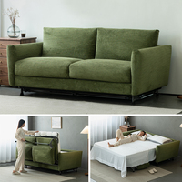 Canapé-lit convertible moderne en tissu capitonné 2 en 1 vert armée pour salon, chambre, hôtel, appartement