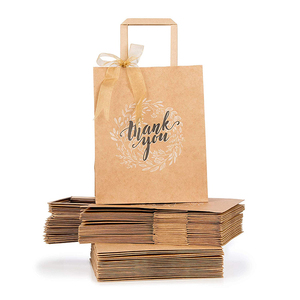 Gracias <span class=keywords><strong>te</strong></span> regalo a granel embalaje de bolsa de papel Kraft con asas - Product Image 4