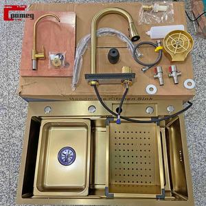 <span class=keywords><strong>Robinet</strong></span> de cuisine intelligent moderne en acier inoxydable noir avec cascade et lave-tasses, écologique, pour installation sous plan de travail - Usine d'éviers - Product Image 5