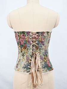 Encantador Corsé con Estampado Floral de Mariposas, con Ribete de Encaje, Sin Tirantes, Escote Corazón, Top Bustier Moldeador de Cintura - Product Image 5