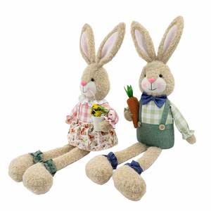 Conejitos de Pascua de Peluche, Pareja de Conejos de Dibujos Animados, Adorno para Estante, Figura de Conejo con Maceta de Zanahoria, Decoración de Primavera para el Hogar, Venta al por Mayor - Product Image 1