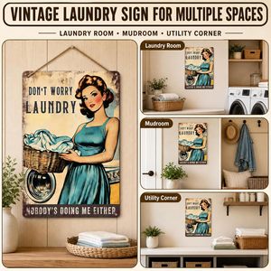 <strong>Laundry</strong> Room Decor, Funny <strong>Laundry</strong> Signs Wall Decor, Don't Worry <strong>Laundry</strong> Vintage Metal <strong>Sign</strong> for Bathroom Mudroom Drying Area - Product Image 4