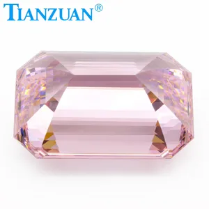 6A emerald shape CZ charming pink color big cubic zirconia gemstones