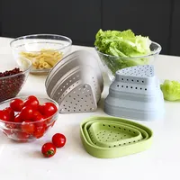 Colador plegable de silicona para cocina, cesta de almacenamiento para fregadero de frutas y verduras, escurridor