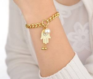 Bracelet chaîne à mailles or inoxidable, bijou à breloque pour femmes en acier inoxydable - Product Image 5