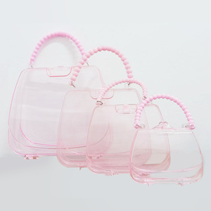 Childrens Handbag Set Makeup Beaded Toy Diy Craft Kit For Girls Age 3-10 Years Old Acrylic Material Transparent Pink Color - Product Image 4