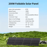 Panneau Solaire Monocristallin 200W en Gros, Module PV Haute Efficacité 12V 24V pour Camping-Car, Camping, Maison, Recharge de Batterie Hors Réseau