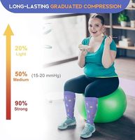 Chaussettes de compression mi-hautes à imprimé floral, souples et extensibles, pour femmes, infirmières, voyages, course à pied