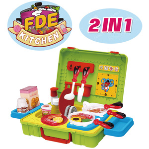 Hanye <span class=keywords><strong>2</strong></span> en 1 estuche de simulación vajilla jugando cocina inteligente de cocina de plástico juguetes para niñas - Product Image 2