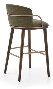 Tabourets de bar en cuir PU à base dorée, design italien, nouveau style, revêtement en tissu, pieds en métal blanc, chaises hautes pour hôtel, maison, cuisine - Product Image 2