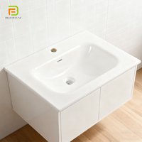 Vasques de salle de bain en céramique à bord fin et minimaliste, lavabos rectangulaires pour projets hôteliers et d'appartements