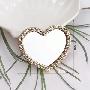 Miroir de maquillage circulaire à fleurs incrusté de diamants, design amour, accessoires de bijoux DIY, style contemporain pour le voyage - Product Image 3