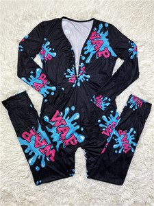 Prezzo di fabbrica Su Misura delle donne del progettista sexy tutina manica lunga pantaloni lunghi tutina pigiami per adulti onsie per le donne - Product Image 4