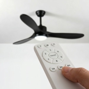 Ventilateur de plafond LED moderne de 52 pouces avec variateur d'intensité, réversible, 6 vitesses, moteur DC, télécommande, 3 pales métalliques, pour salon - Product Image 3