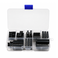 Kit de 66 prises CI DIP, pas de 2,54 mm, 6, 8, 14, 16, 18, 20, 24, 28 broches, type à souder, avec boîte de rangement pour projets électroniques DIY