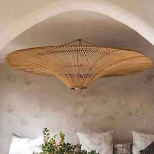 Lampadario in <span class=keywords><strong>Rattan</strong></span> Stile Giapponese Retrò con Altezza Regolabile per Ristoranti Lampade da Soffitto in Stile Sud-Est Asiatico per Soggiorni - Product Image 1