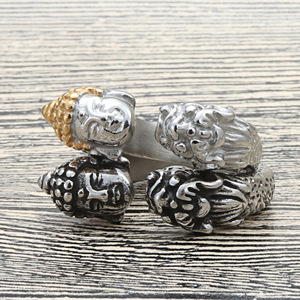 Stainless Steel Buddha Pixiu <b>Ring</b> Men's Retro Punk Style Face Design Gift Jewelry 27048 - Product Image 3