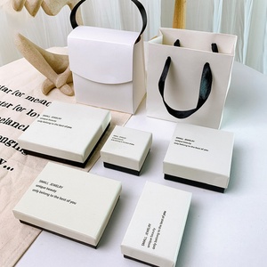 Custom Logo Modern Paper Jewelry <b>Case</b> Rectangle Lid and Base Gift Box with Gift Bag for Rings Necklace <b>Earrings</b> - Product Image 2