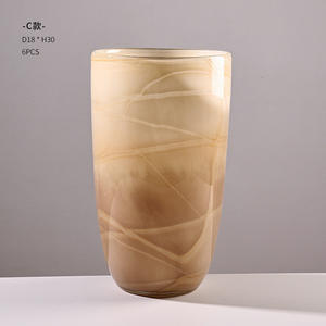 Jarrón de Vidrio Hecho a Mano de Alta Gama con Boca Ancha, Diseño Artístico Colorido Mate con Textura de Nube para Decoración de Interiores de Sala de Estar - Product Image 6