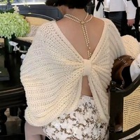 En gros Poncho en tricot épais uni pour femme, style cape, avec nœud frontal, manches chauve-souris, chaud pour l'hiver, cache-épaules, cardigan