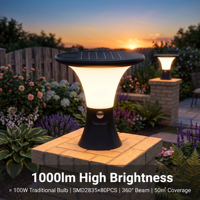 Lampe solaire LED de jardin 1000lm avec panneau mono 22,5% de conversion IP65 pour la décoration extérieure de villas, cours et entrées