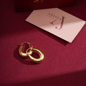 Classic <b>Gold</b> Plated Brass <b>Hoop</b> <b>Earrings</b> for Women Elegant Round Huggie <b>Earrings</b> Daily Wear Wholesale - Product Image 4